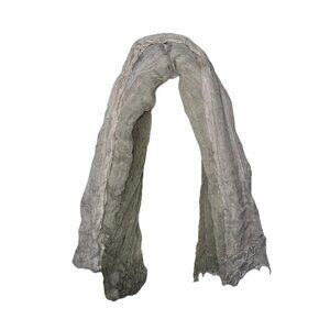 Vintage Eyeful 100% Cotton Fringe Ombré White Green Thin Scarf  Lightweight Soft